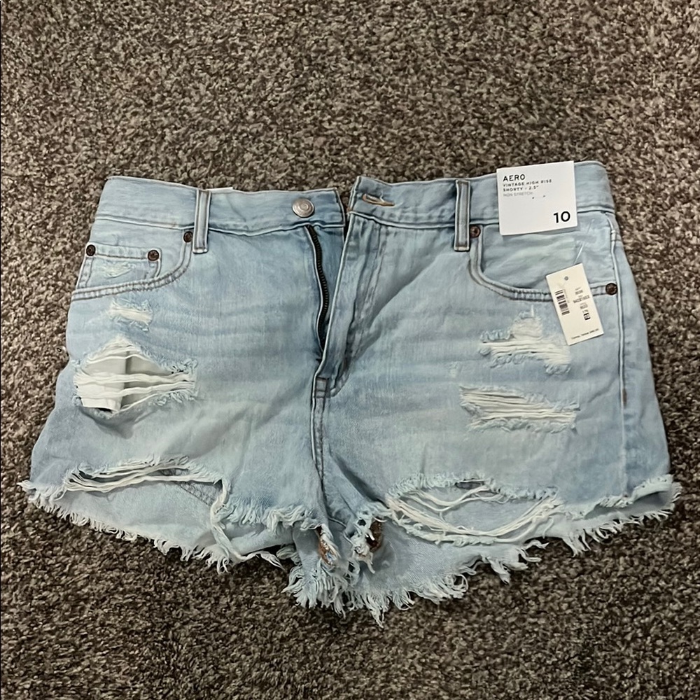 Light Blue Aeropostale Distressed Denim Shorts